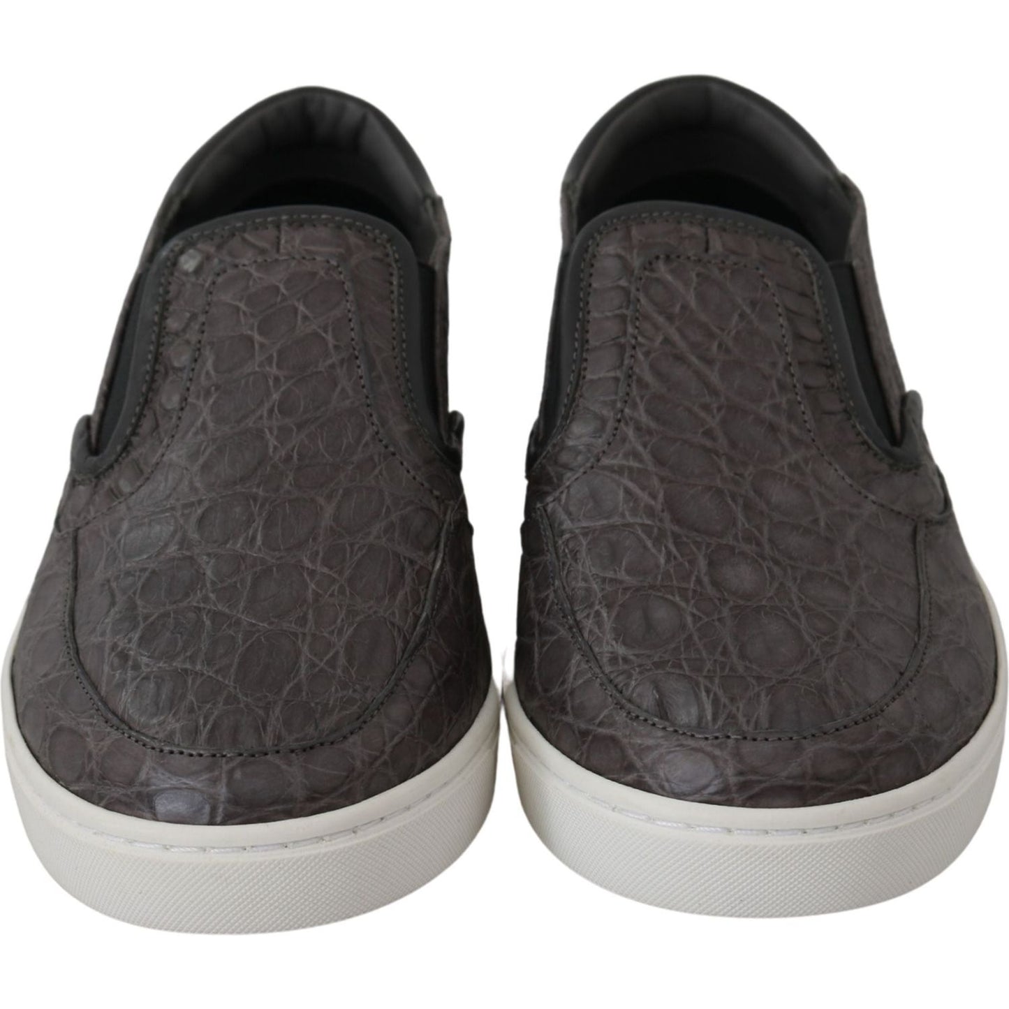 Dolce & Gabbana Elegant Gray Caiman Leather Loafers Dolce & Gabbana