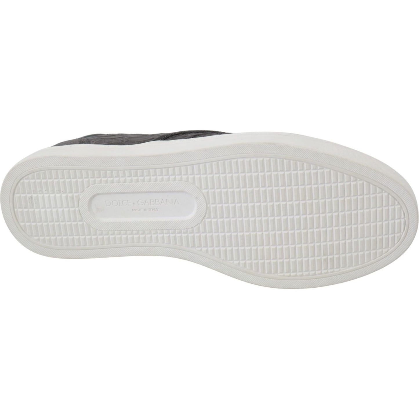 Dolce & Gabbana Gray Leather Flat Caiman Mens Loafers Shoes