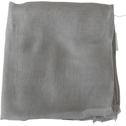 Costume National Gray Fringe Neck Wrap Cotton Scarf