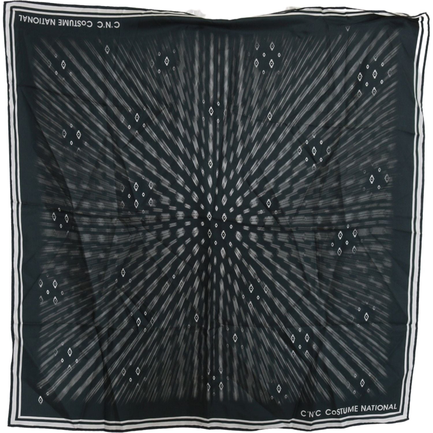 优雅丝绸印花蓝色围巾