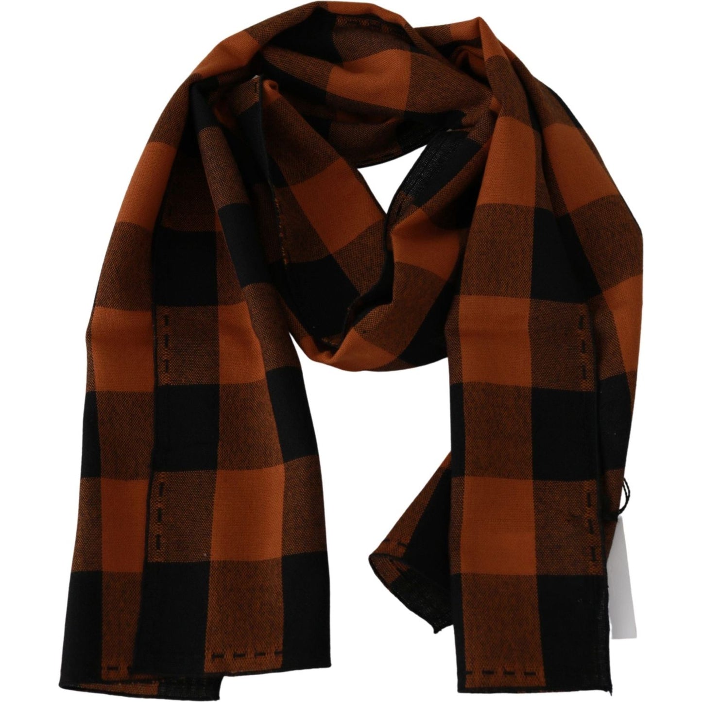 Costume National Orange Check Neck Wrap Shawl Scarf Costume National