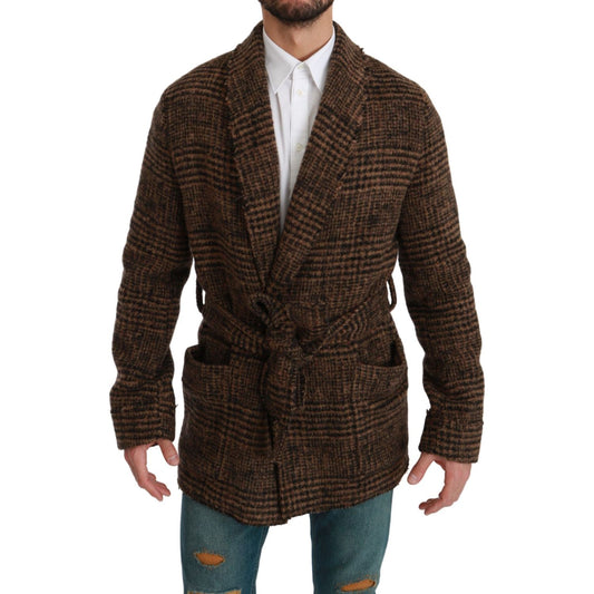 Dolce & Gabbana Elegant Brown Alpaca Blend Belted Cape Jacket Coats & Jackets Dolce & Gabbana