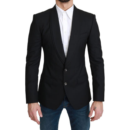 Dolce & Gabbana Black Single Breasted Formal Wool Blazer