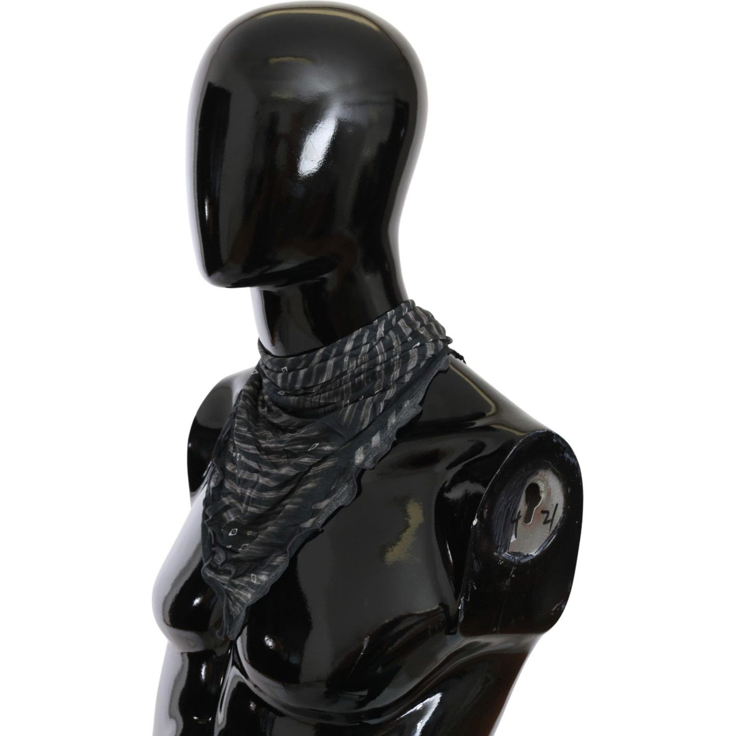 Costume National Black Gray Viscose Foulard Branded Scarf Costume National