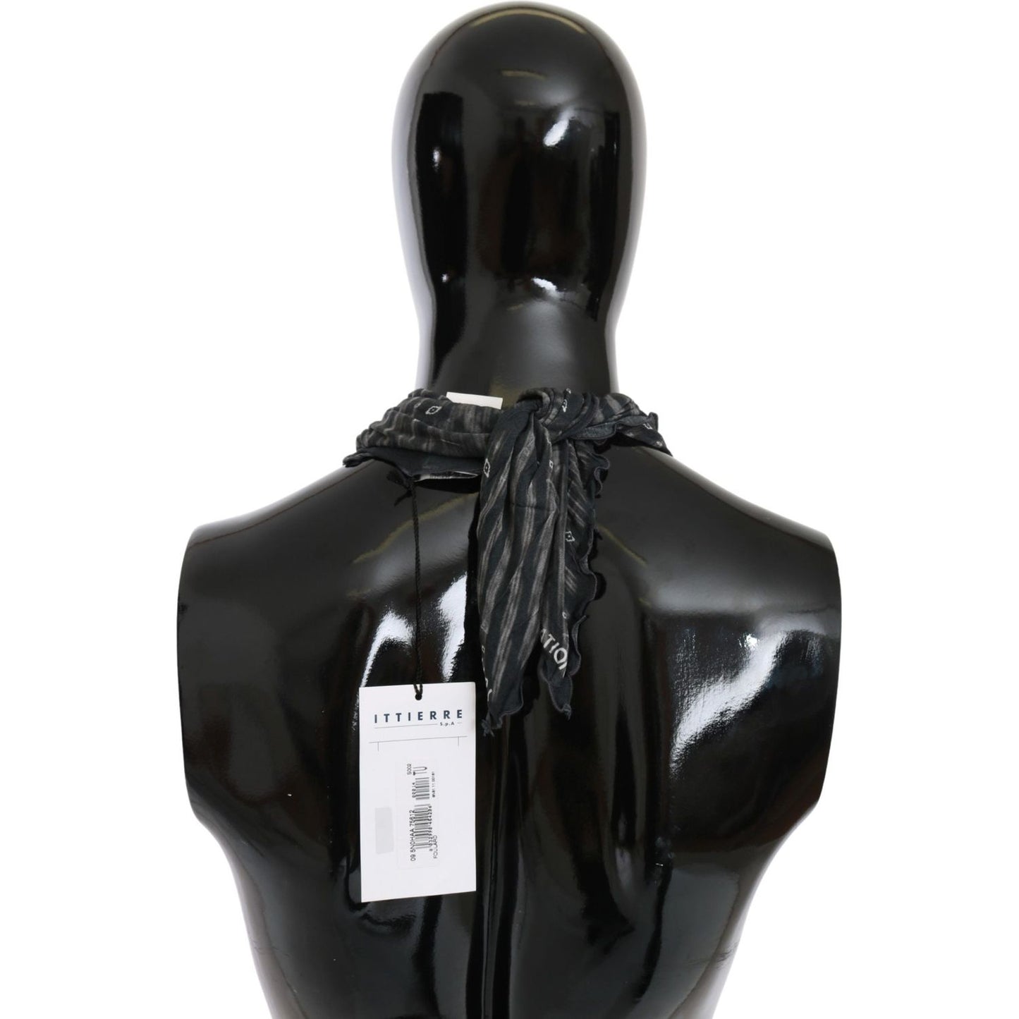 Costume National Black Gray Viscose Foulard Branded Scarf Costume National