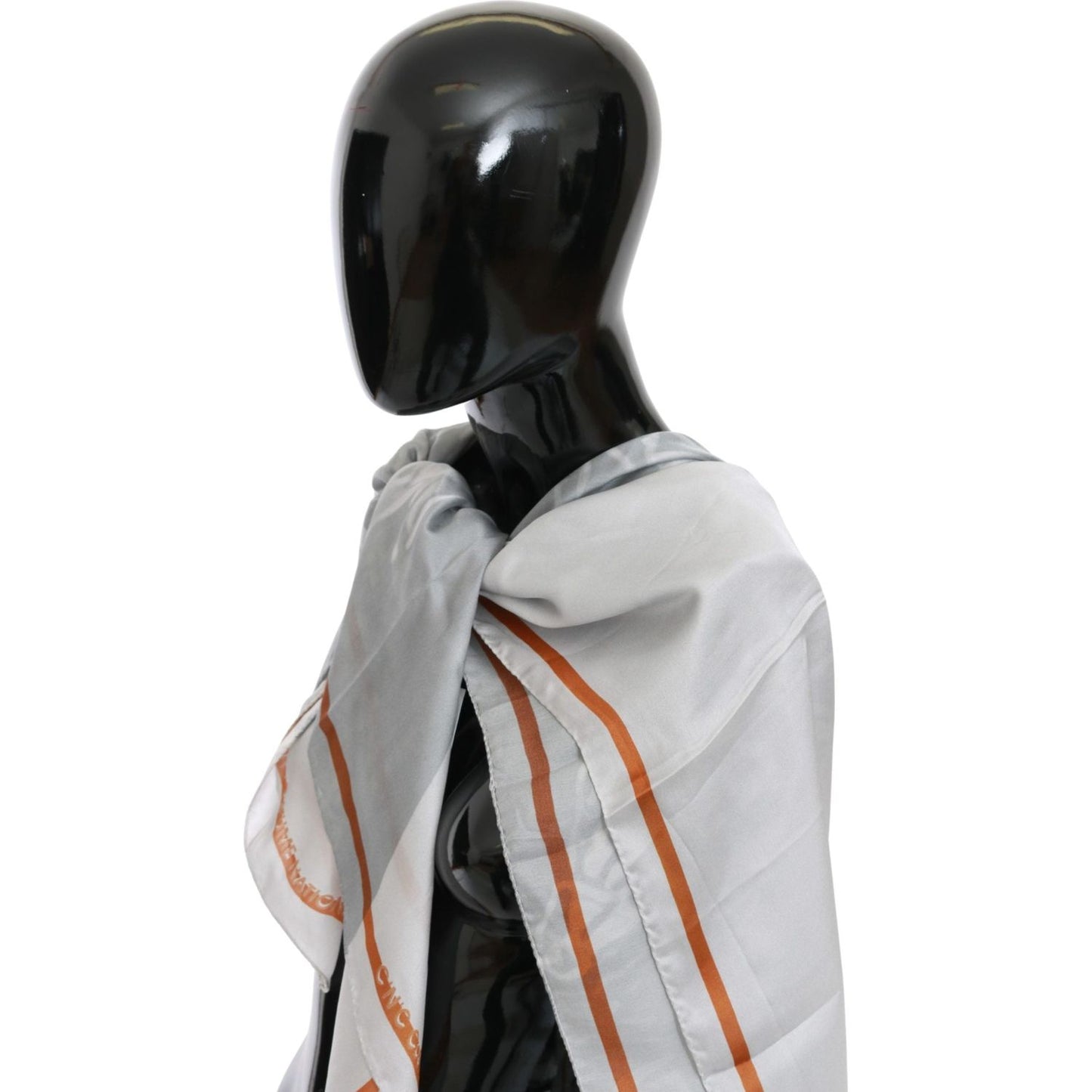 Costume National Gray Red Silk Shawl Foulard Wrap Scarf Costume National