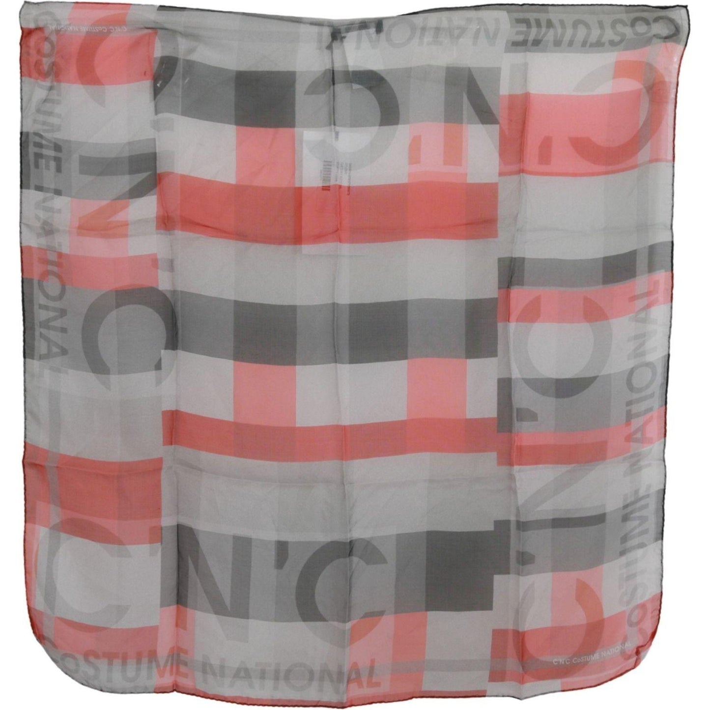 Costume National Red 100% Silk Branded Gray Scarf Costume National