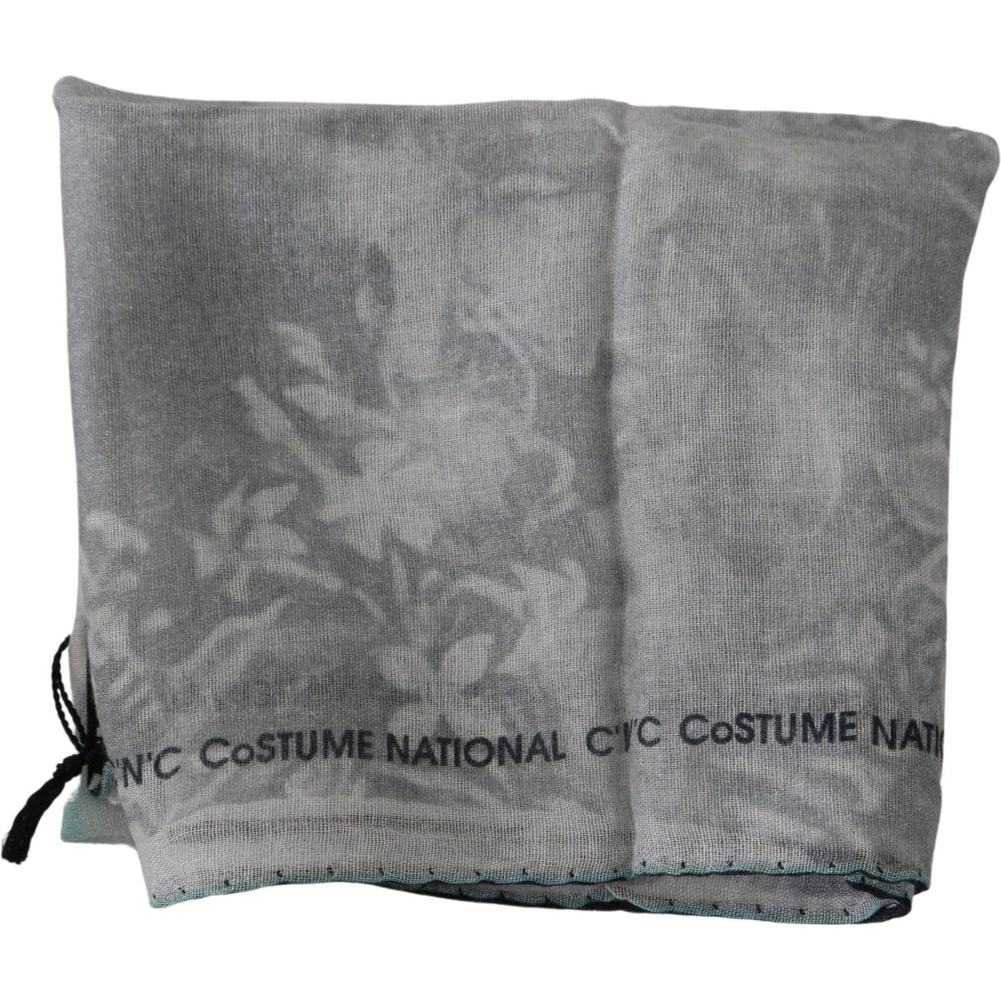 Costume National Gray Silk Shawl Foulard Wrap Scarf Costume National