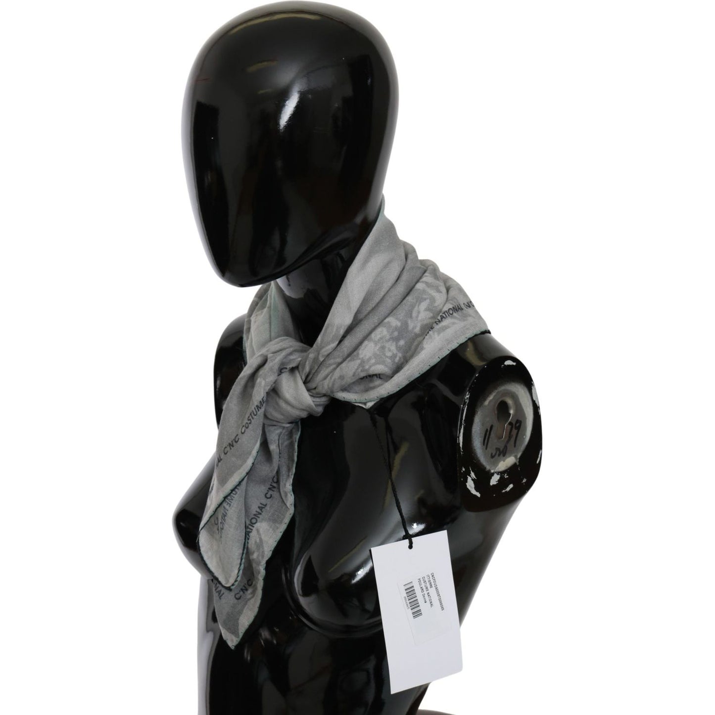 Costume National Gray Silk Shawl Foulard Wrap Scarf Costume National