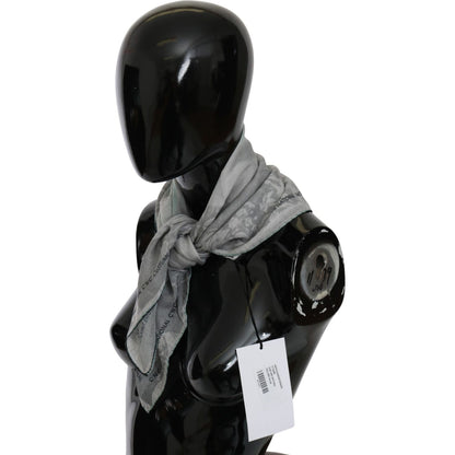 Costume National Gray Silk Shawl Foulard Wrap Scarf Costume National