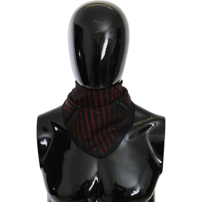 Costume National Black Orange 100% Silk Branded Scarf Costume National