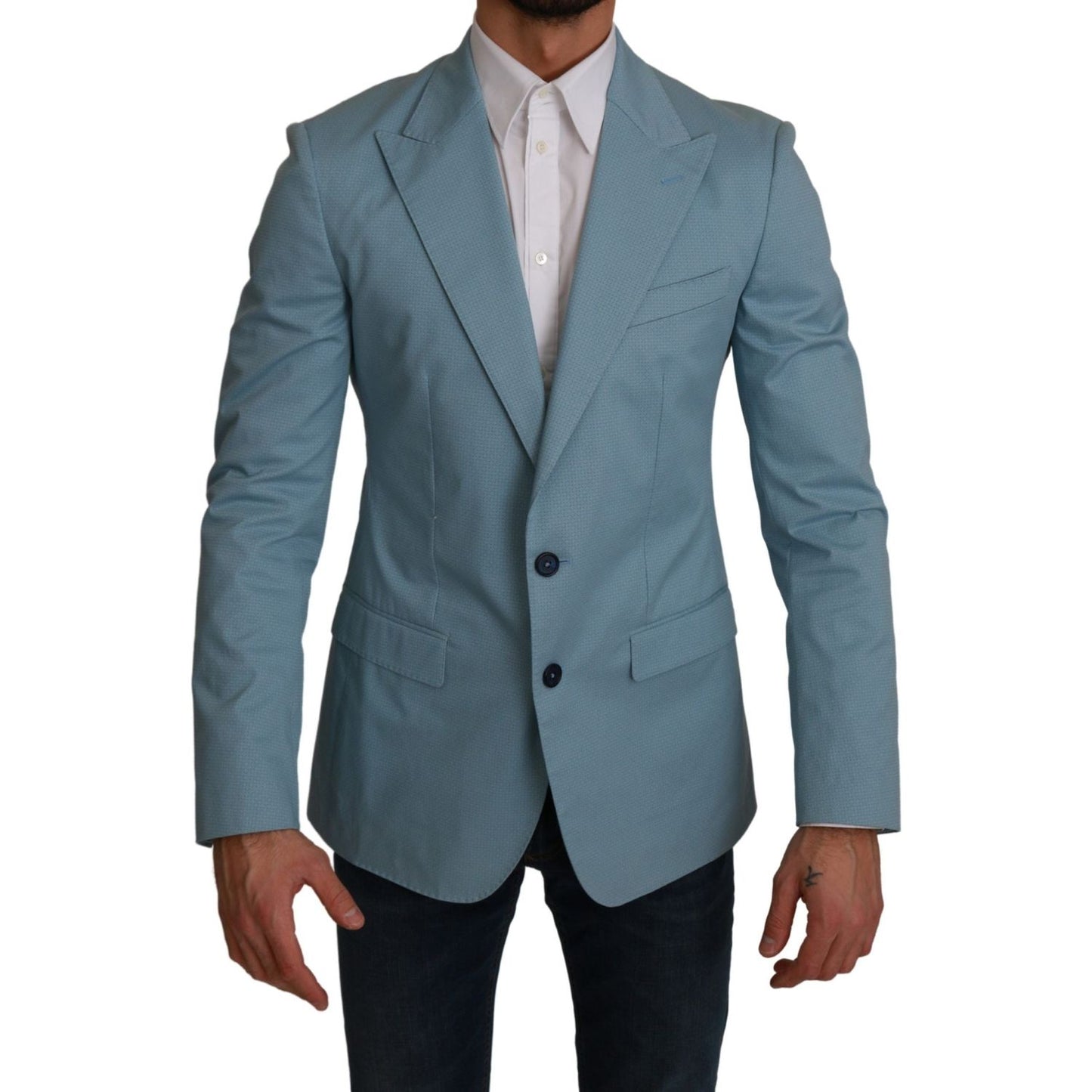 Dolce & Gabbana Blue Slim Fit Coat Jacket MARTINI Blazer