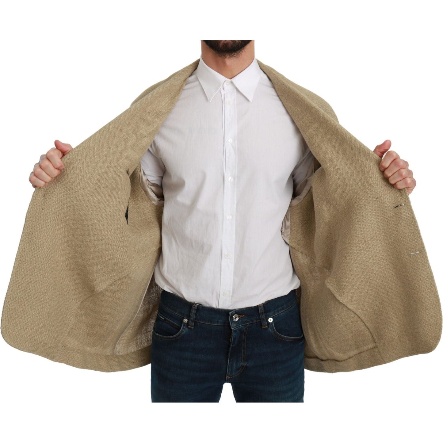 Dolce & Gabbana Beige Jacket Coat 100% Jute Blazer Coat