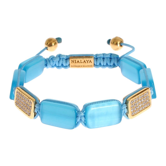 Nialaya Elegant Blue Opal & Diamond-Studded Bracelet Bracelet Nialaya