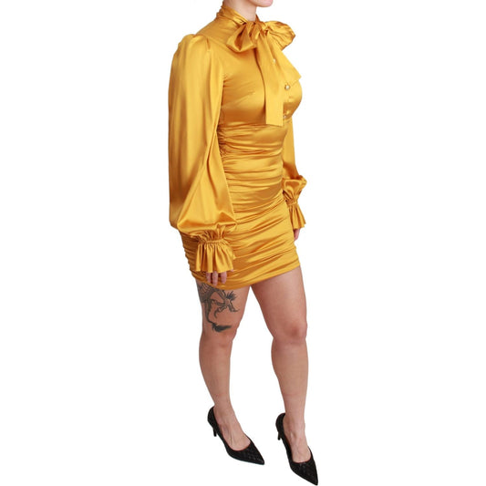 Dolce & Gabbana Radiant Yellow Silk Bodycon Mini Dress Dolce & Gabbana