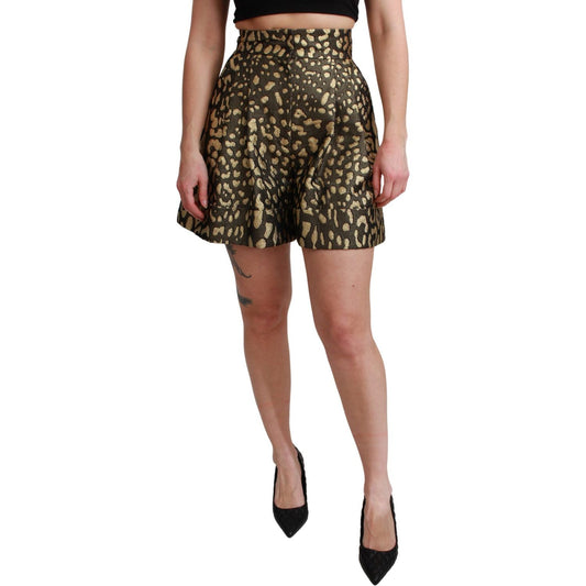 Dolce & Gabbana Black Gold High Waist Mini Cotton Shorts Dolce & Gabbana