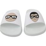 Dolce & Gabbana Chic White Slide Sandals - Luxury Summer Footwear Dolce & Gabbana Light Gray