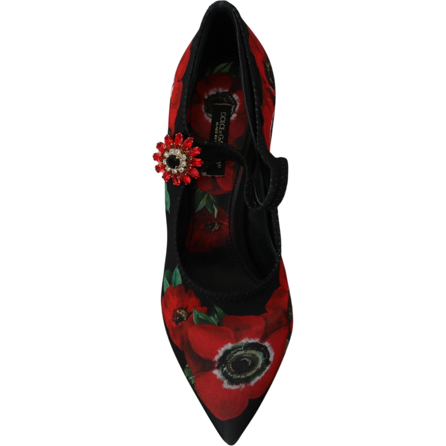 Dolce & Gabbana Floral Mary Janes Pumps with Crystal Detail Shoes Dolce & Gabbana