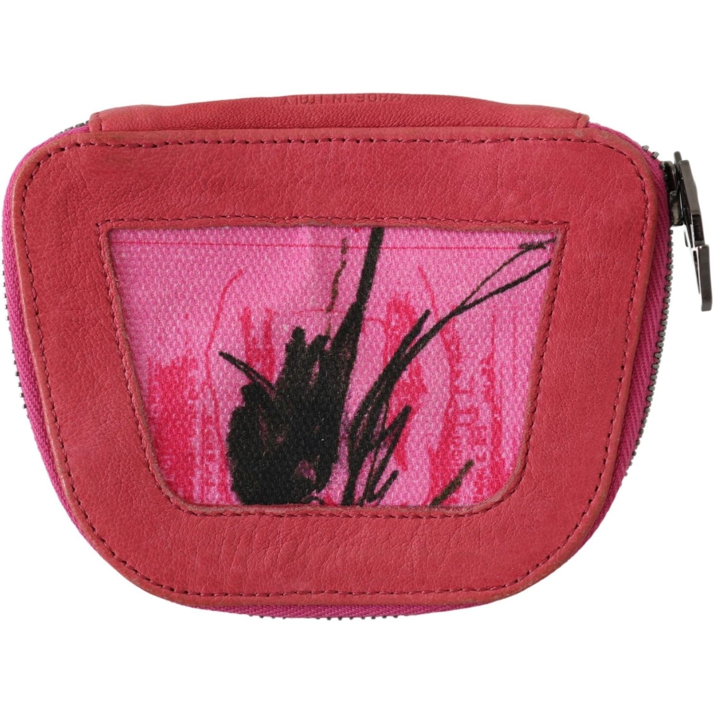 PINKO Pink Suede Printed Coin Holder Women Fabric Zippered Purse PINKO