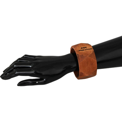 Costume National Brown Wooden Branded Bracelet Costume National