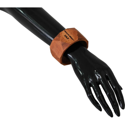 Costume National Brown Wooden Branded Bracelet Costume National
