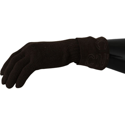 Costume National Brown Wool Knitted One Size Wrist Length Gloves Costume National