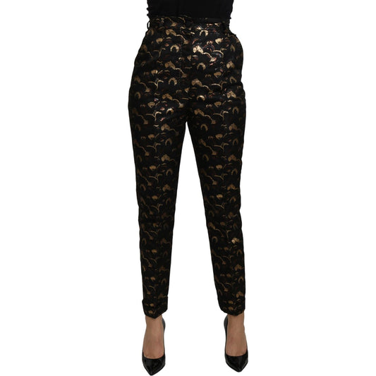 Dolce & Gabbana Black Gold Brocade High Waist Pants Dolce & Gabbana