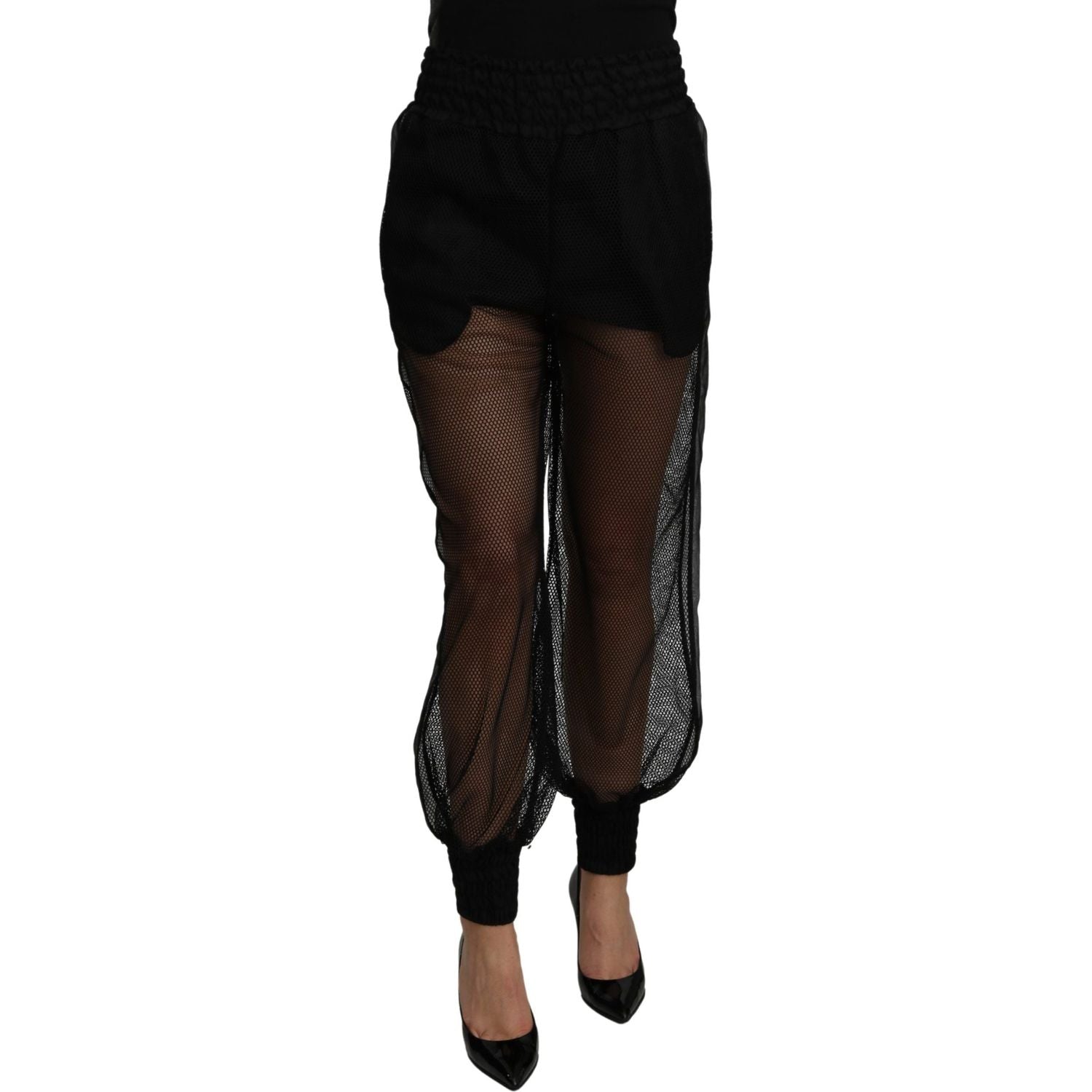 بنطال رياضي أنيق من مزيج الحرير عالي الخصر من دولتشي آند غابانا