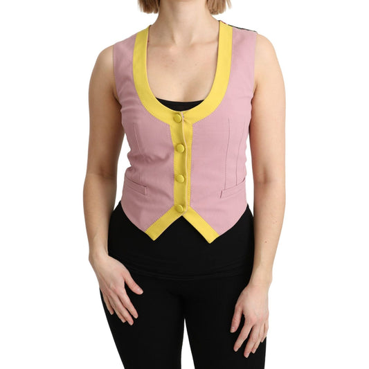 Dolce & Gabbana Pink Sleeveless Waistcoat Vest Cotton Top Dolce & Gabbana