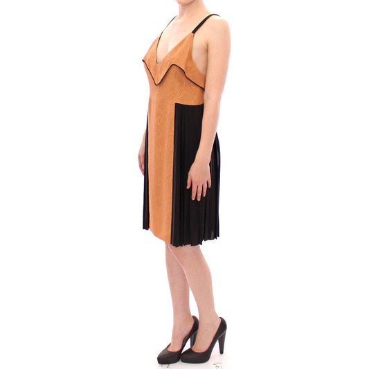 FILOS Silk Bronze & Black Sleeveless Sheath Dress Dresses FILOS