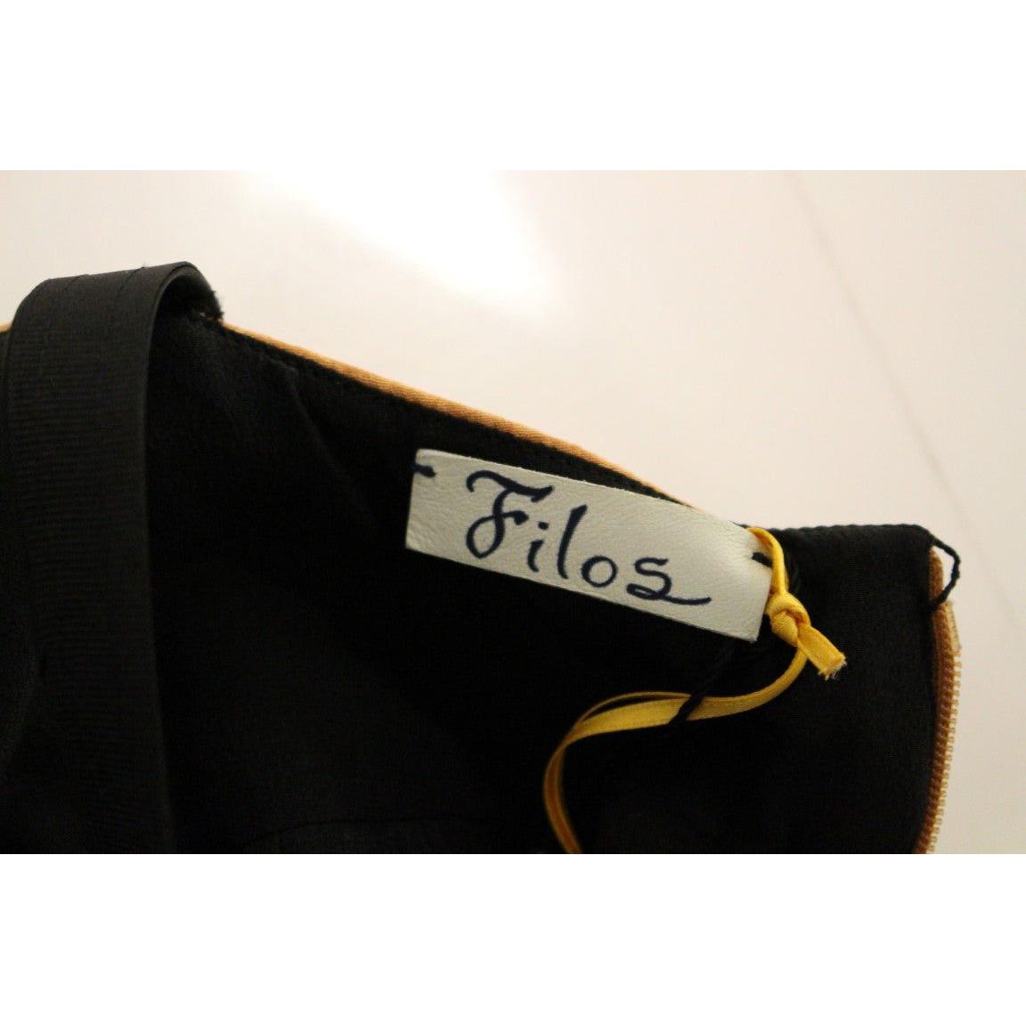 丝绸青铜色和黑色无袖紧身连衣裙