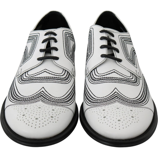 Dolce & Gabbana Elegant White Leather Derby Shoes Dolce & Gabbana