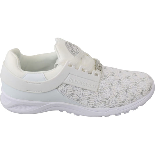 Philipp Plein White Polyester Casual Sneakers Shoes 1728,67345645728,EU37/US6.5,Material: Polyester,New with tags,Philipp Plein,Shoes,Sneakers - Shoes,Sneakers - Women - Shoes,Sport Shoes (athletic shoes) - Sportswear - Clothing,Sportswear - Clothing,Whit
