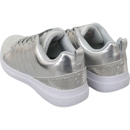 Philipp Plein Gisella Silver Polyester Sneakers Shoes 1728,67345645728,Athletic - Sneakers - Shoes,EU36/US5.5,EU37/US6.5,EU39/US8.5,Material: Polyester,New with tags,Philipp Plein,Shoes,Silver,Sneakers - Shoes,Sneakers - Women - Shoes,Sport Shoes (athleti