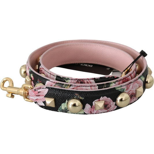Dolce & Gabbana Pink Floral Leather Stud Accessory Shoulder Strap Dolce & Gabbana