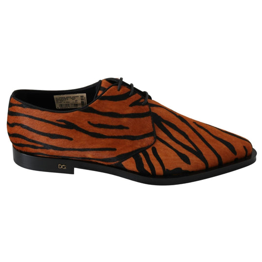 Dolce & Gabbana Orange Pony Hair Formal Dress Broque Shoes Dolce & Gabbana