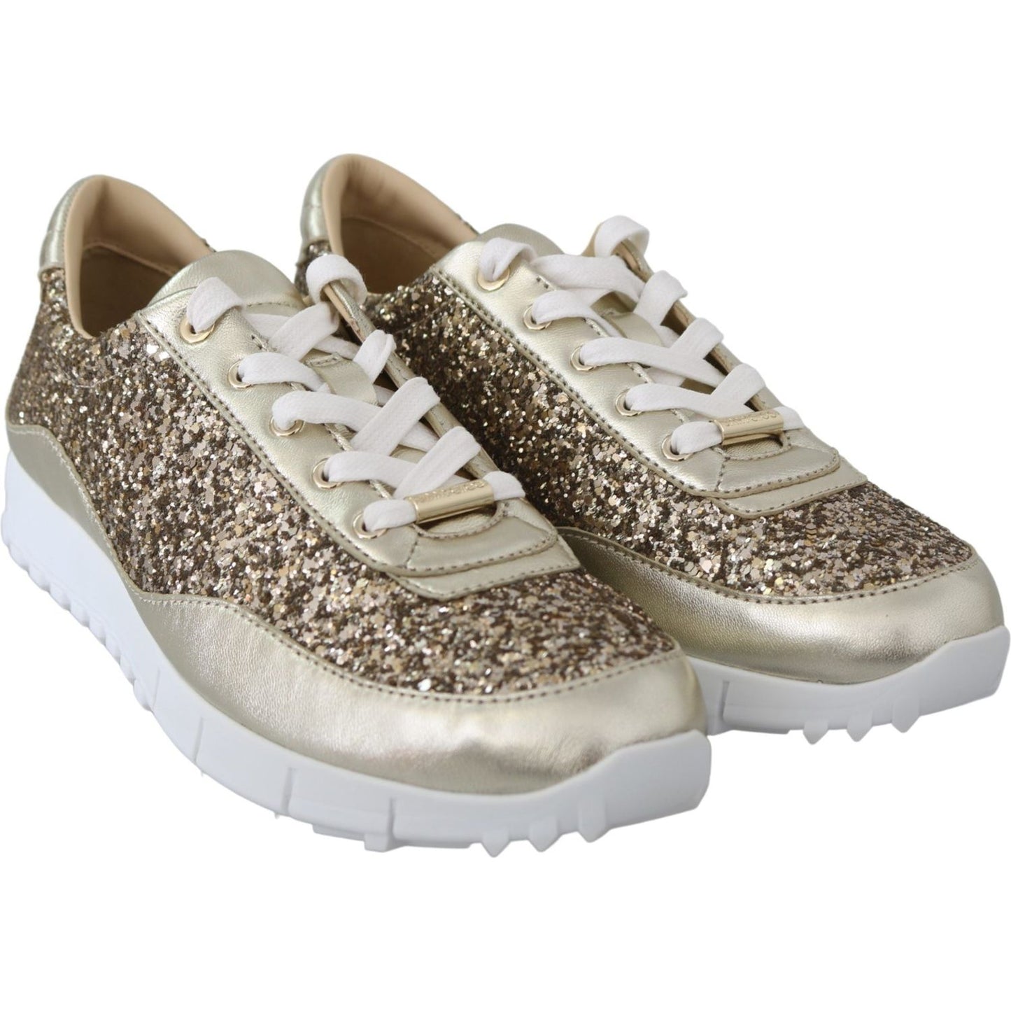 Jimmy Choo Antique Gold Glitter Leather Sneakers Jimmy Choo