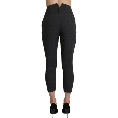 Ermanno Scervino Gray High Waist Capri Cropped Cotton Pants