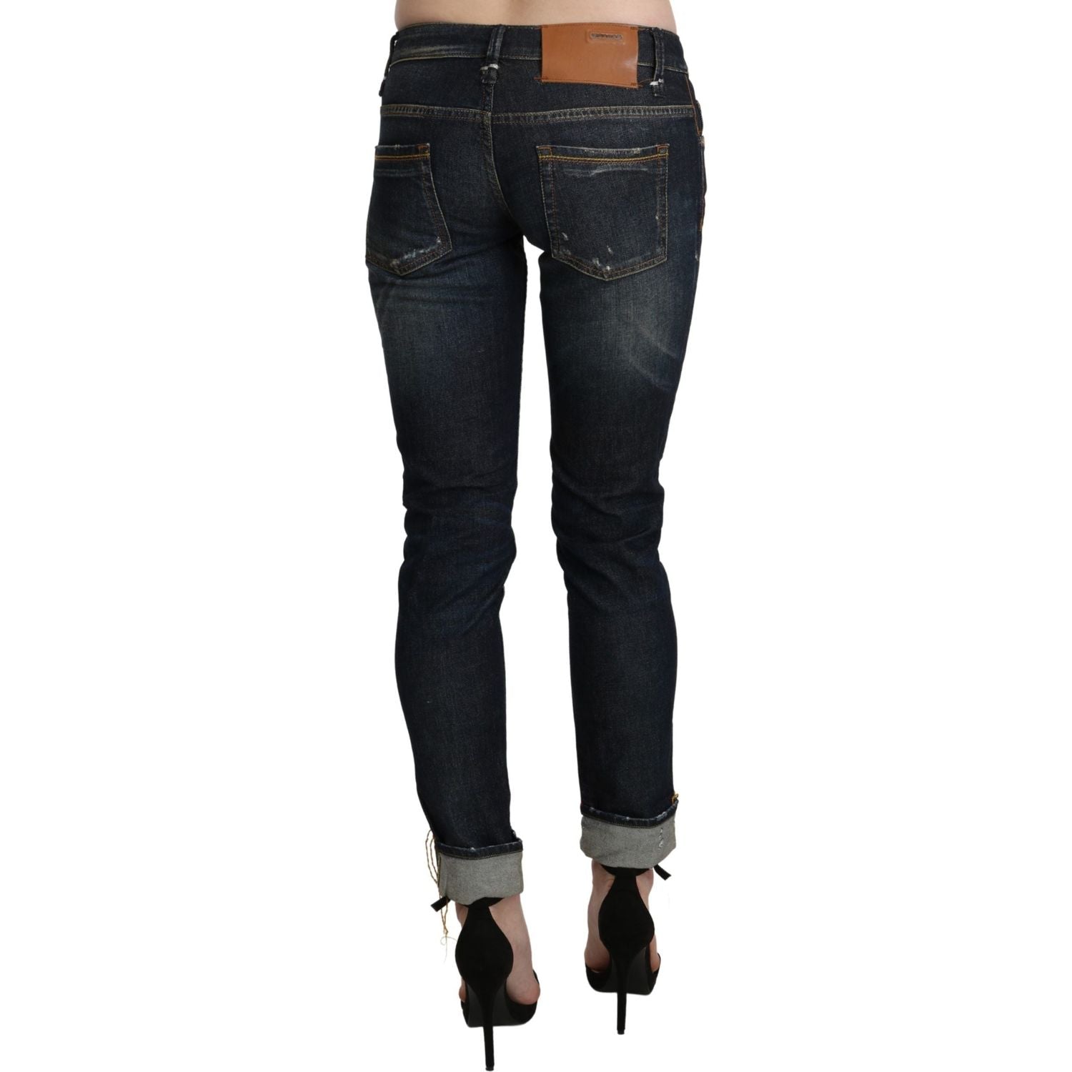 Acht Blue Washed Low Waist Skinny Cropped Denim Pant