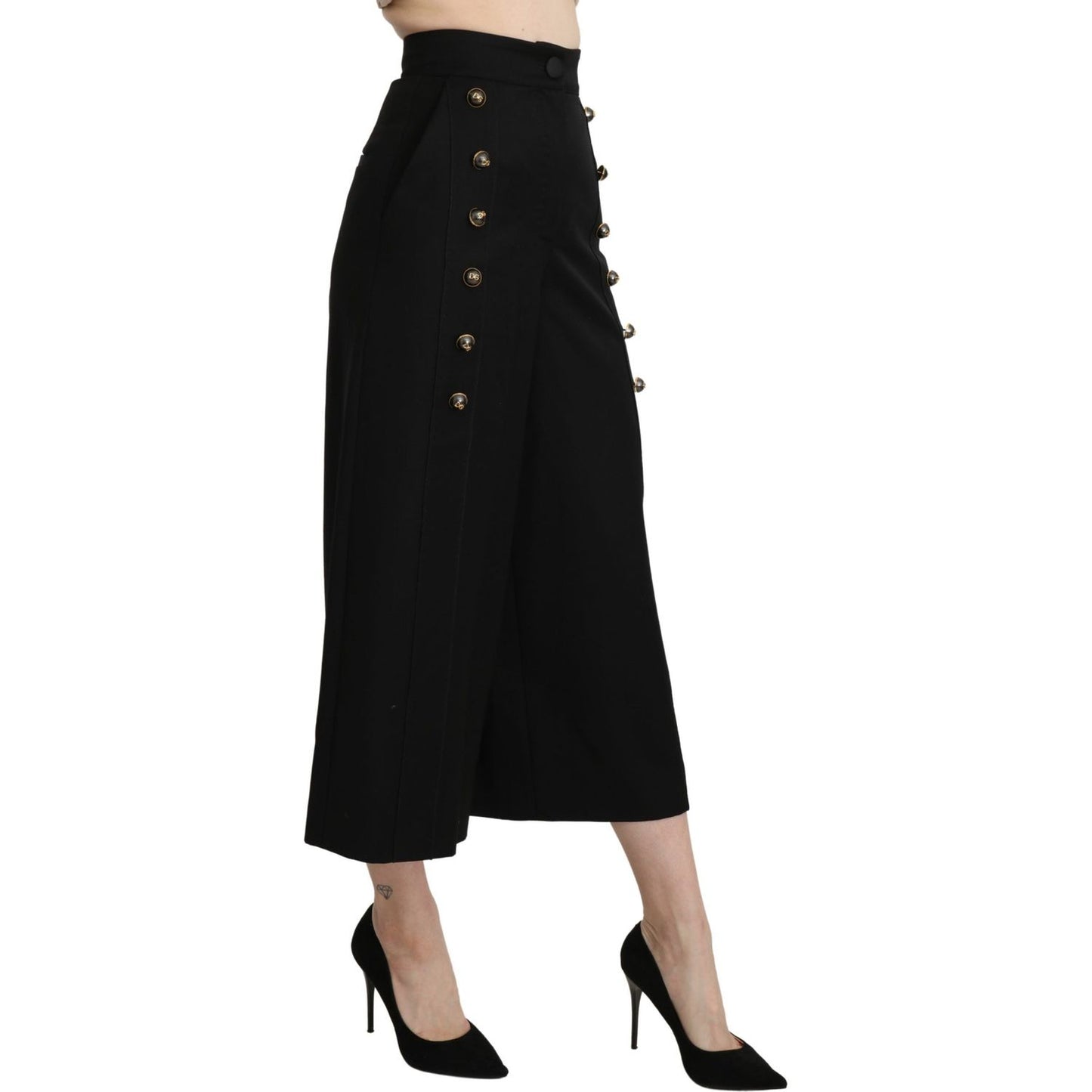 Dolce & Gabbana Elegant High Waist Wide Leg Virgin Wool Trousers Jeans & Pants Dolce & Gabbana