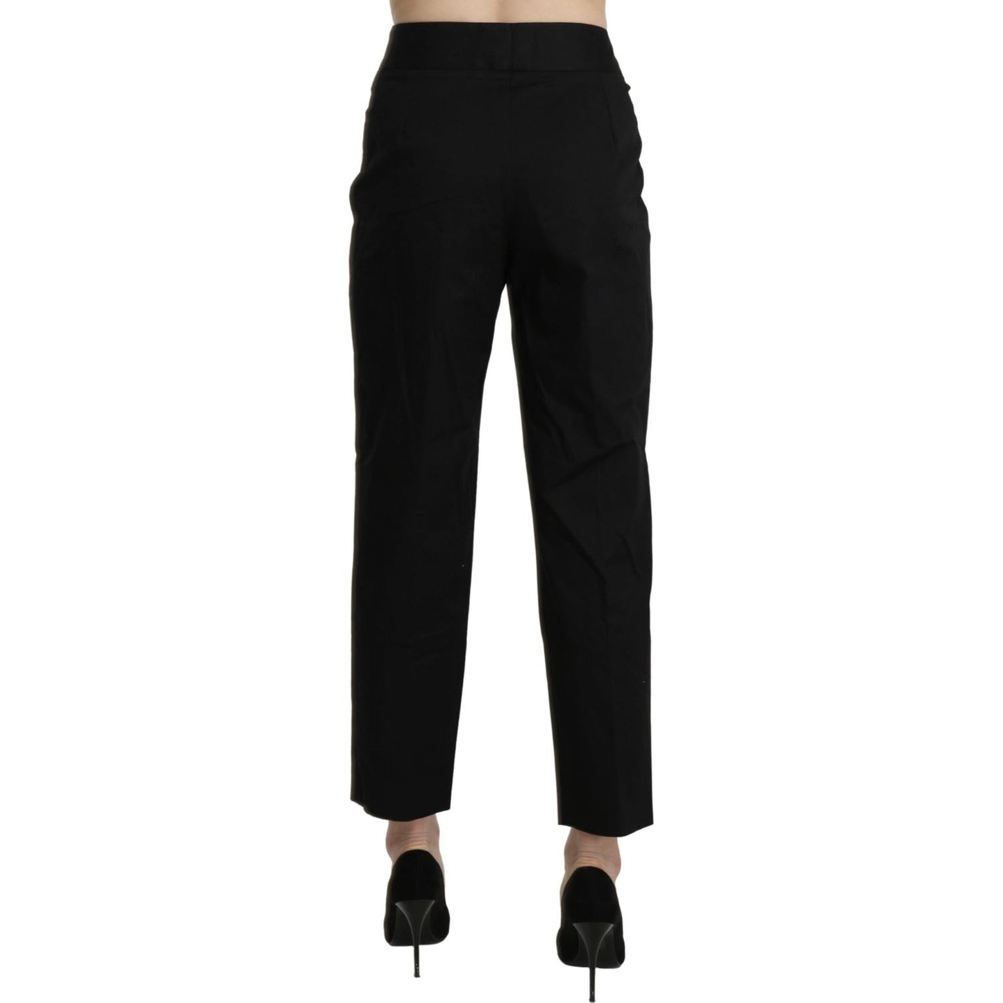 BENCIVENGA Black High Waist Straight Cropped Dress Pants
