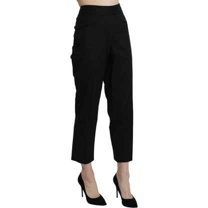 BENCIVENGA Black High Waist Straight Cropped Dress Pants