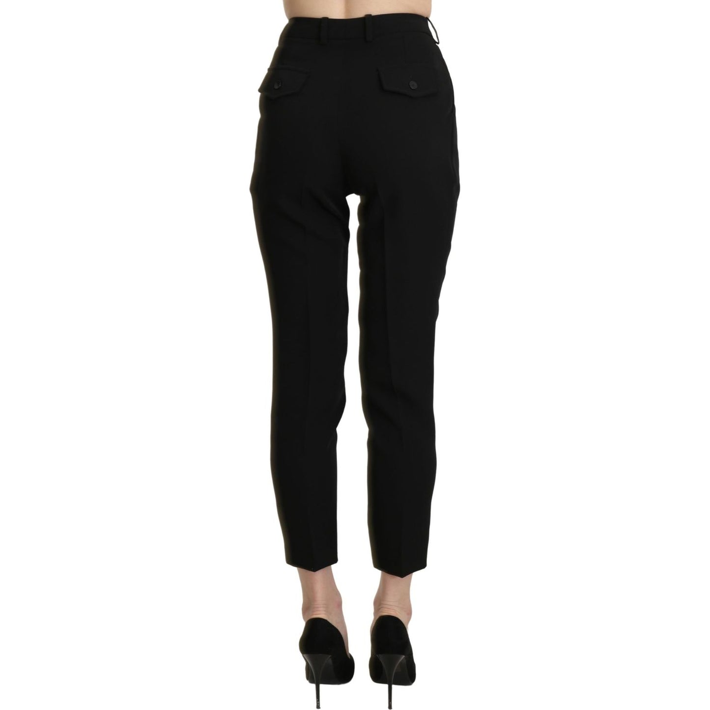 BENCIVENGA Black High Waist Skinny Cropped Dress Trouser Pant
