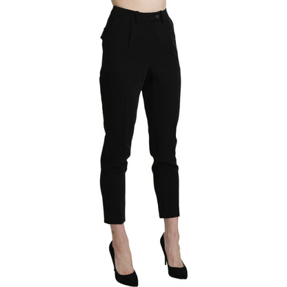 BENCIVENGA Black High Waist Skinny Cropped Dress Trouser Pant