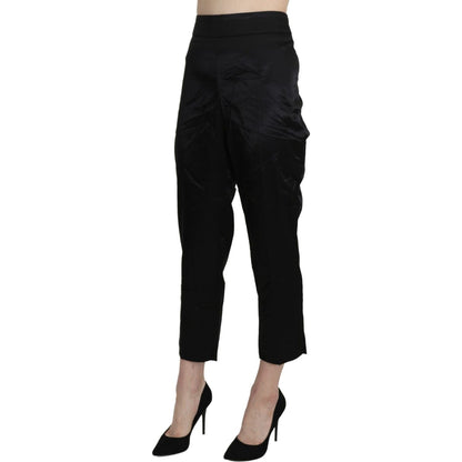 BENCIVENGA Black High Waist Straight Cropped Dress Trouser Pants