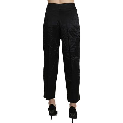 BENCIVENGA Black High Waist Straight Cropped Dress Trouser Pants