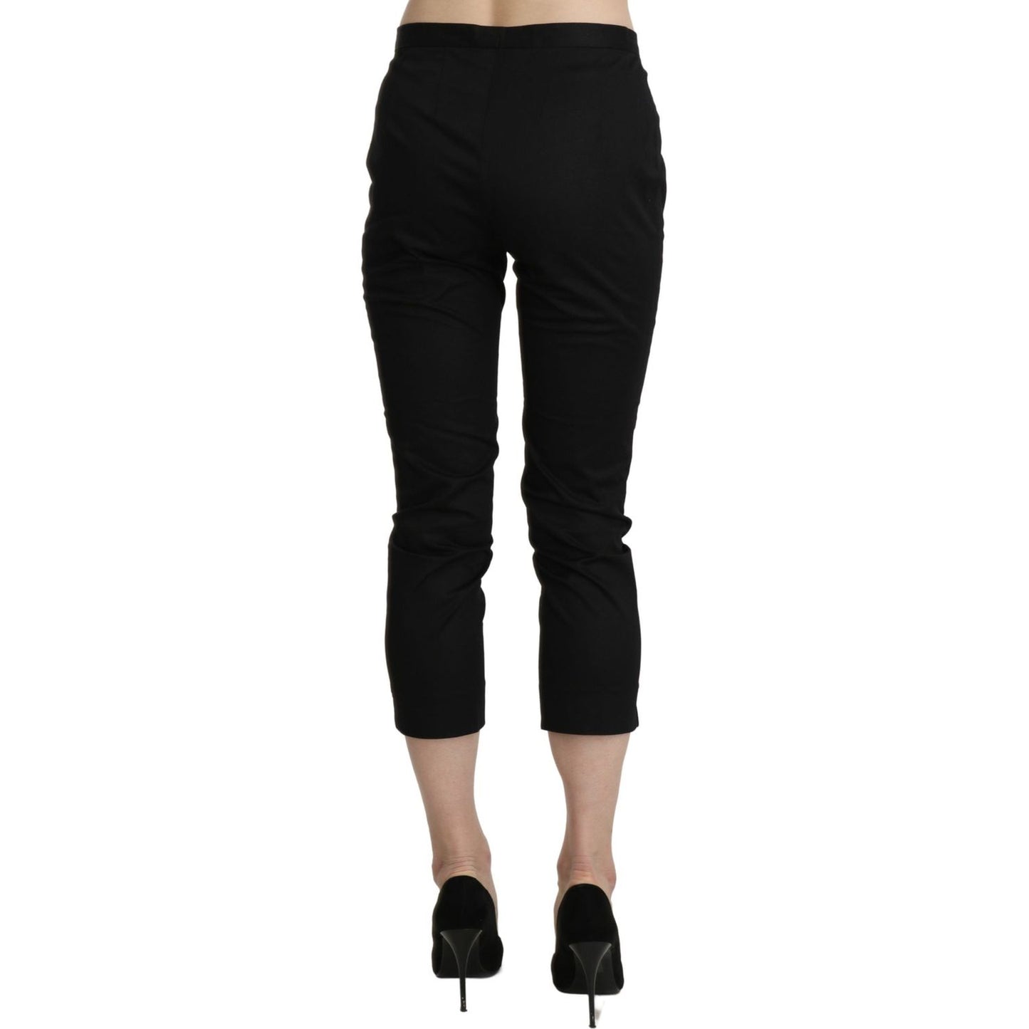 BENCIVENGA Black High Waist Skinny Cropped Dress Trouser Pants