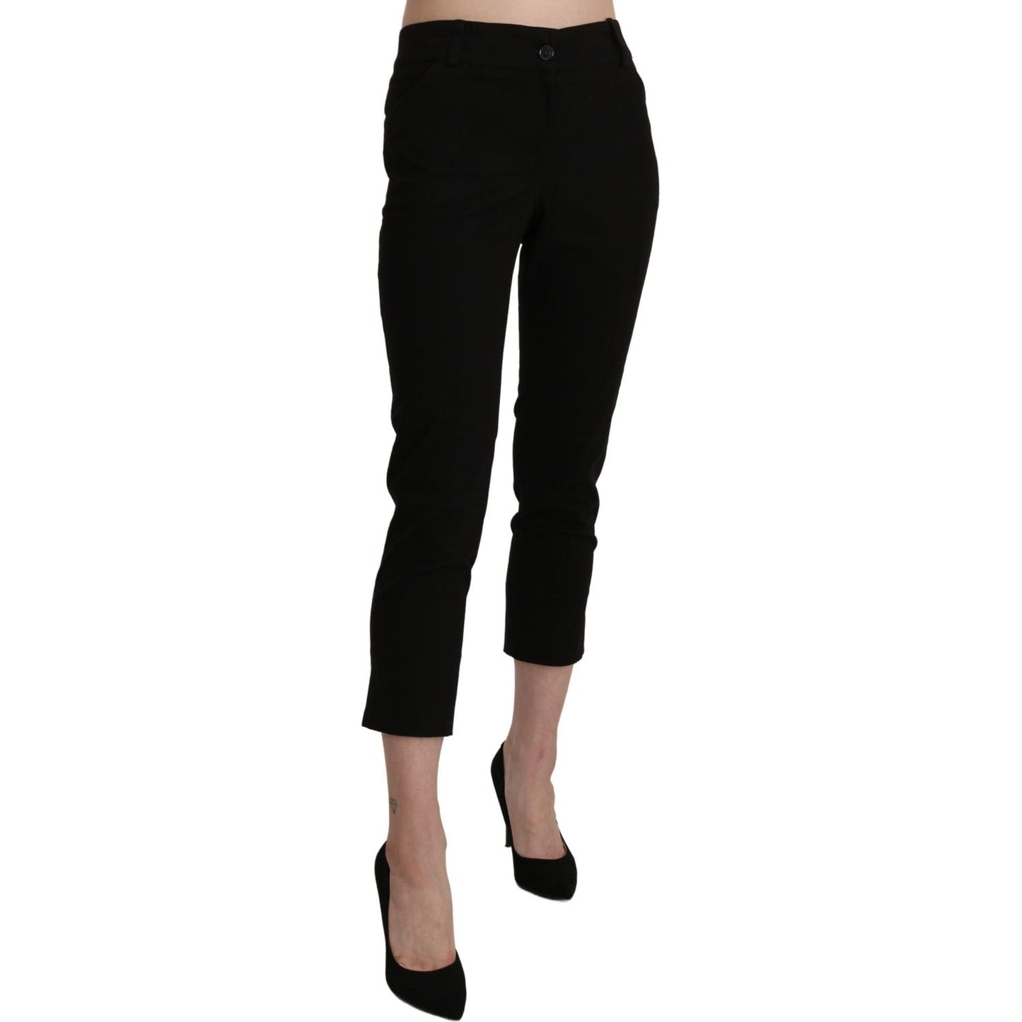 BENCIVENGA Elegant Black High Waist Cropped Pants Jeans & Pants BENCIVENGA