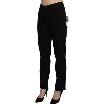 BENCIVENGA Black High Waist Straight Casual Trouser Pant