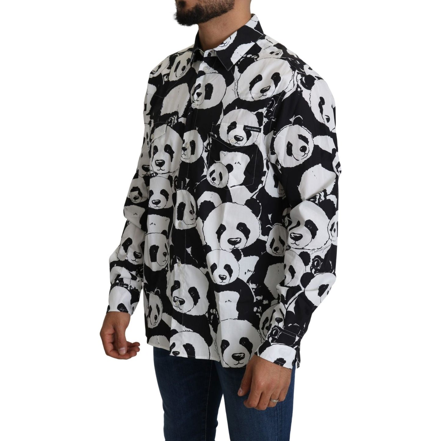 Dolce & Gabbana Panda Print Pure Cotton Shirt - Black White Dolce & Gabbana